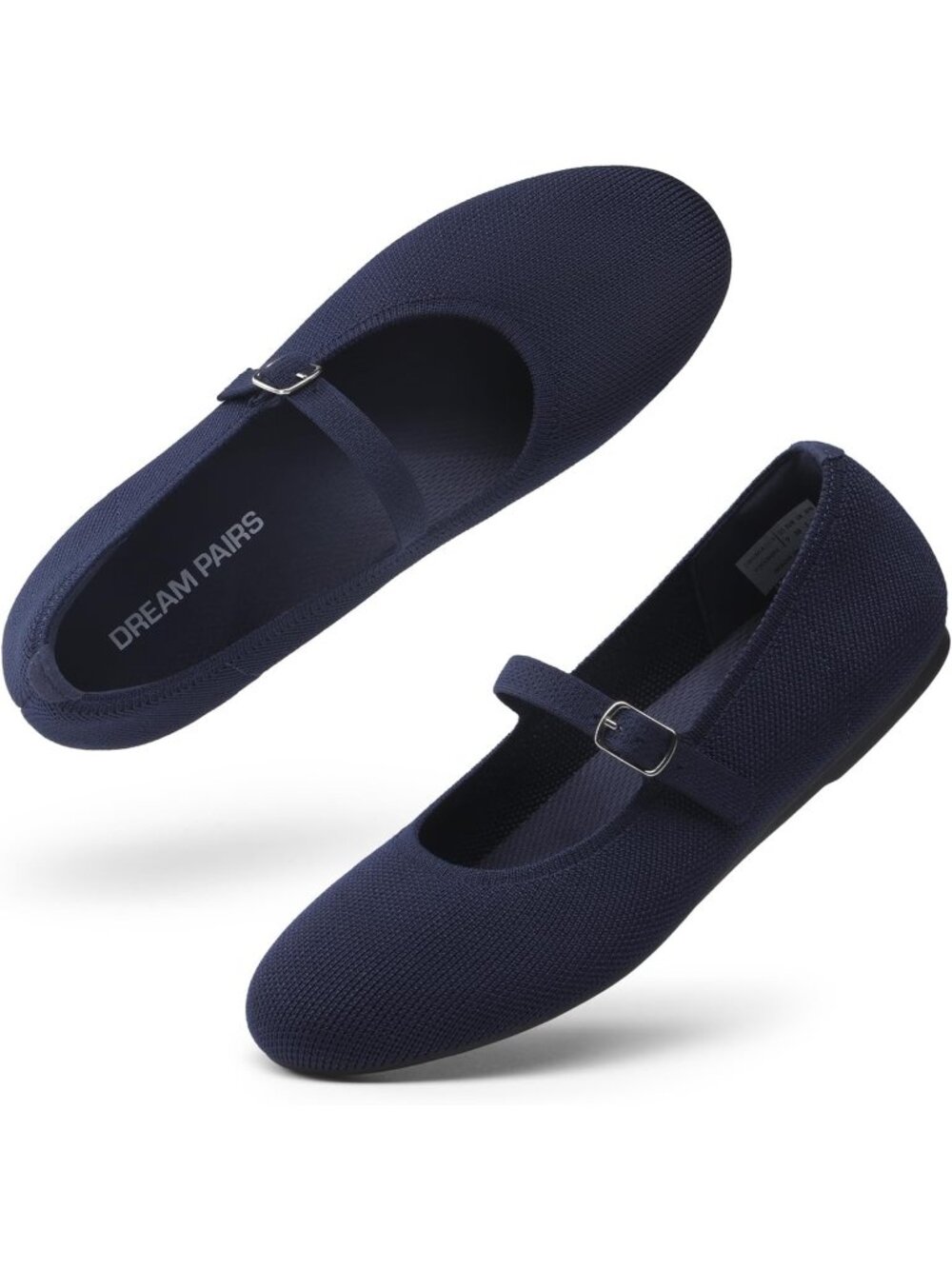 Women's Navy Knit Mary Jane Ballet Flat Comfortable For Casual Office Shoes